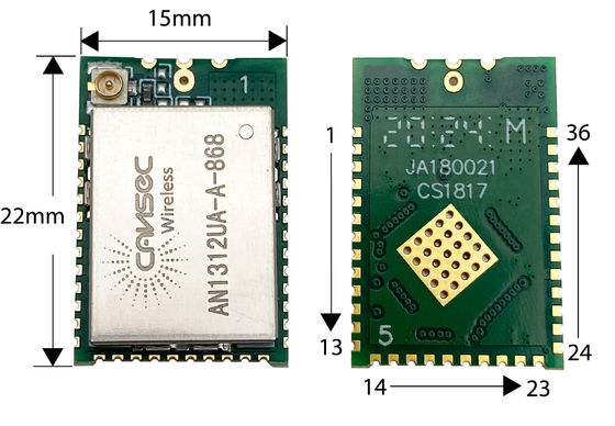 Poder sub del módulo 434/470/868/915MHz 13dBm TX del gigahertz de los pedazos del TI CC1312 IoT AES 256
